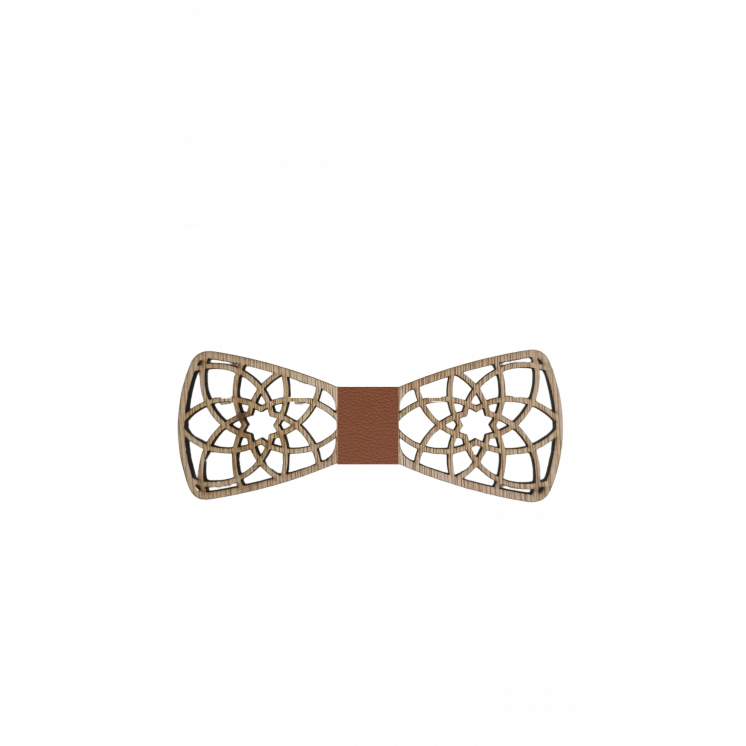 Noeud papillon en bois et cuir